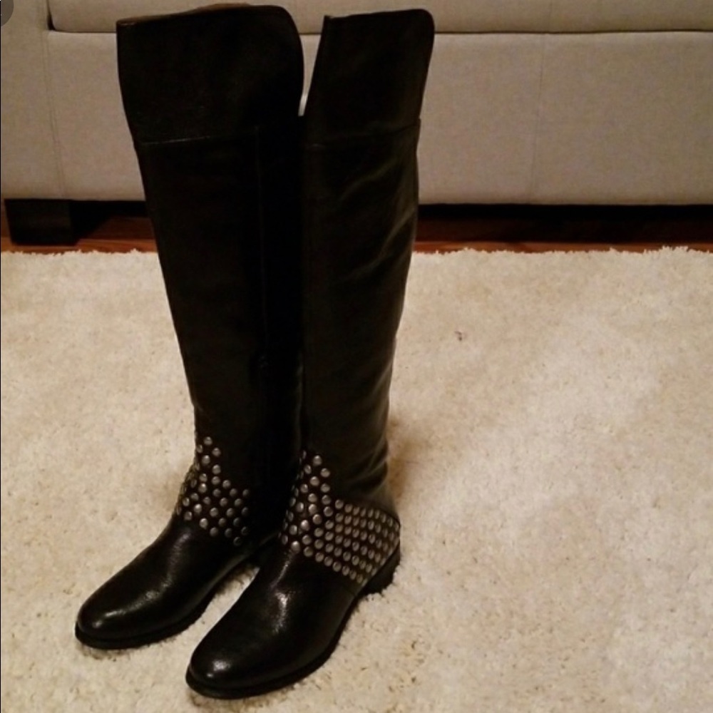 Black Leather Nine West Vanickson Boots